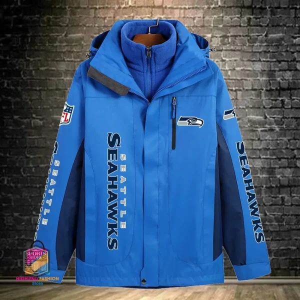 Seattle Seahawks Men's Fleece Suede Jacket PURSJ088 - Image 7