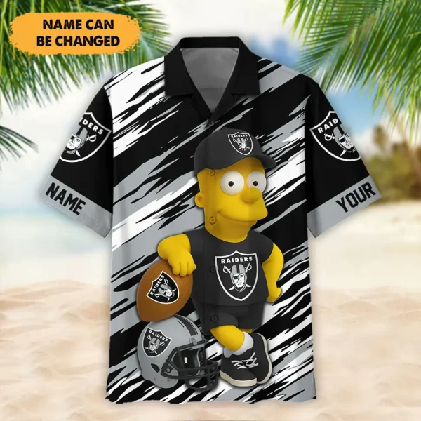 Las Vegas Raiders NFL And Cartoon Character Simps Hawaiian Shirt Custom Name Best Gift For Fan AZHWS1043