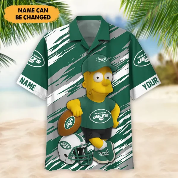 New York Jets NFL And Cartoon Character Simps Hawaiian Shirt Custom Name Best Gift For Fan AZHWS1044