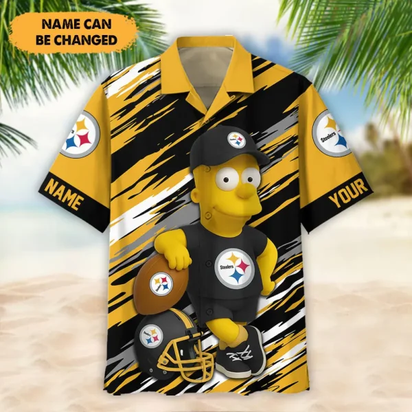 Pittsburgh Steelers NFL And Cartoon Character Simps Hawaiian Shirt Custom Name Best Gift For Fan AZHWS1045