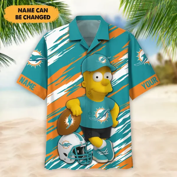Miami Dolphins NFL And Cartoon Character Simps Hawaiian Shirt Custom Name Best Gift For Fan AZHWS1046
