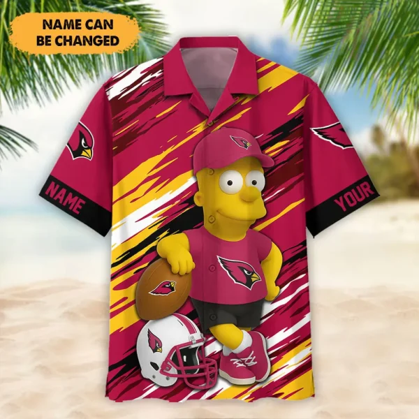 Arizona Cardinals NFL And Cartoon Character Simps Hawaiian Shirt Custom Name Best Gift For Fan AZHWS1047