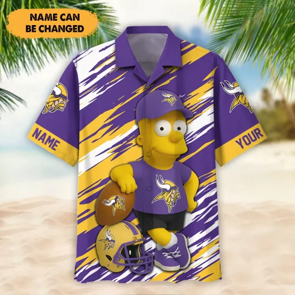 Minnesota Vikings NFL And Cartoon Character Simps Hawaiian Shirt Custom Name Best Gift For Fan AZHWS1048