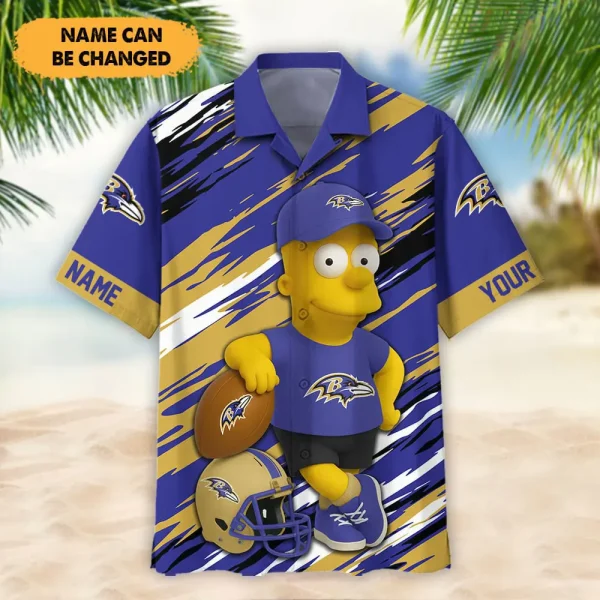 Baltimore Ravens NFL And Cartoon Character Simps Hawaiian Shirt Custom Name Best Gift For Fan AZHWS1049