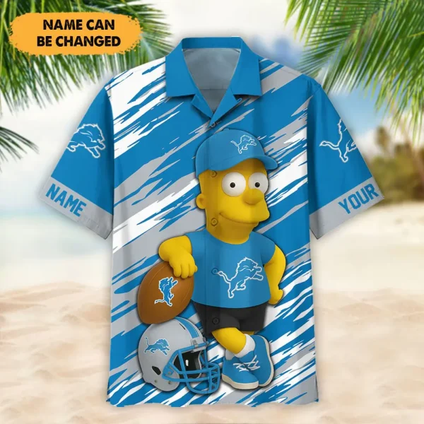 Detroit Lions NFL And Cartoon Character Simps Hawaiian Shirt Custom Name Best Gift For Fan AZHWS1050
