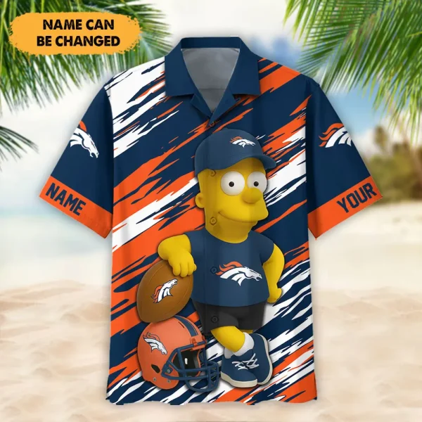 Denver Broncos NFL And Cartoon Character Simps Hawaiian Shirt Custom Name Best Gift For Fan AZHWS1051