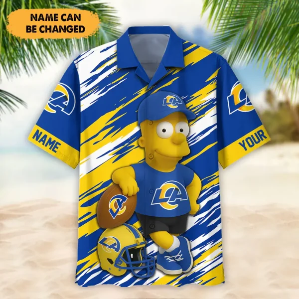 Los Angeles Rams NFL And Cartoon Character Simps Hawaiian Shirt Custom Name Best Gift For Fan AZHWS1052