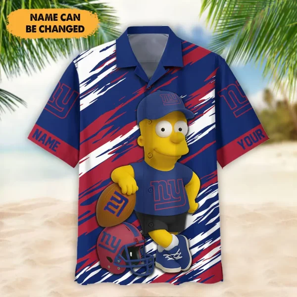 New York Giants NFL And Cartoon Character Simps Hawaiian Shirt Custom Name Best Gift For Fan AZHWS1053