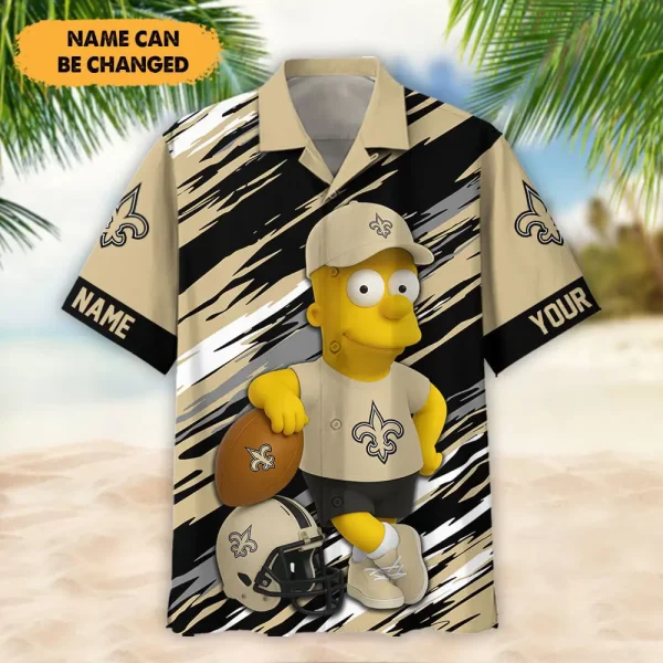 New Orleans Saints NFL And Cartoon Character Simps Hawaiian Shirt Custom Name Best Gift For Fan AZHWS1056