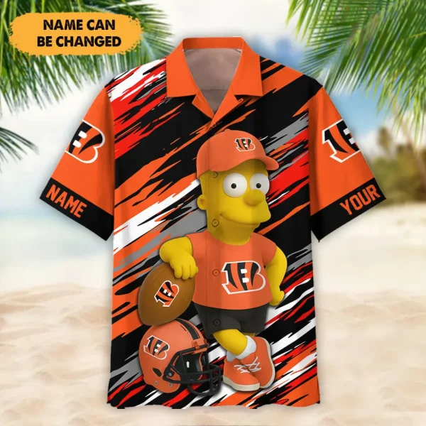 Cincinnati Bengals NFL And Cartoon Character Simps Hawaiian Shirt Custom Name Best Gift For Fan AZHWS1058