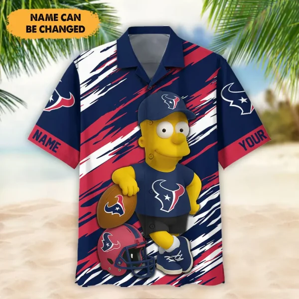 Houston Texans NFL And Cartoon Character Simps Hawaiian Shirt Custom Name Best Gift For Fan AZHWS1059