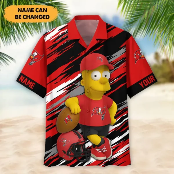 Tampa Bay Buccaneers NFL And Cartoon Character Simps Hawaiian Shirt Custom Name Best Gift For Fan AZHWS1060