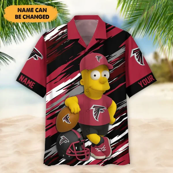 Atlanta Falcons NFL And Cartoon Character Simps Hawaiian Shirt Custom Name Best Gift For Fan AZHWS1061