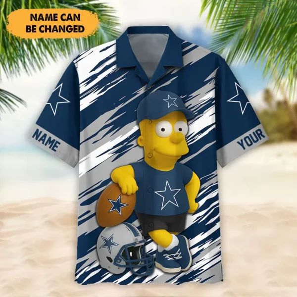 Dallas Cowboys NFL And Cartoon Character Simps Hawaiian Shirt Custom Name Best Gift For Fan AZHWS1062