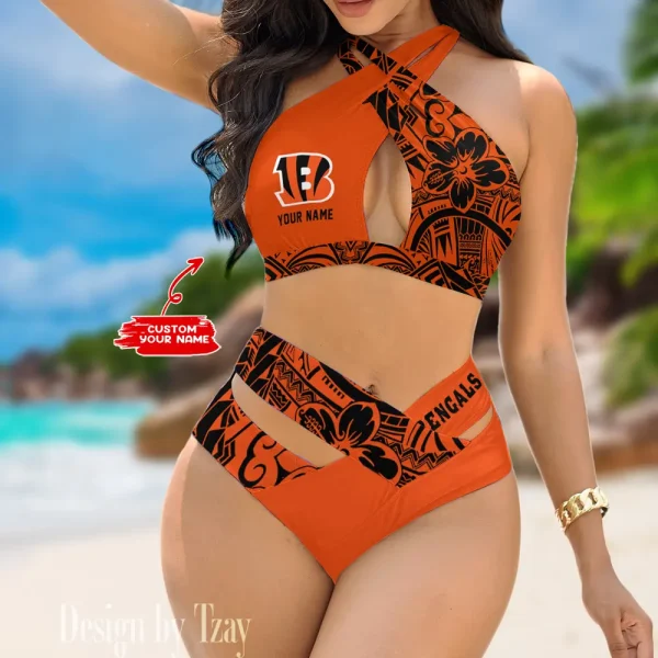 Cincinnati Bengals Crossover Strap Bikini Set S9BCCB211