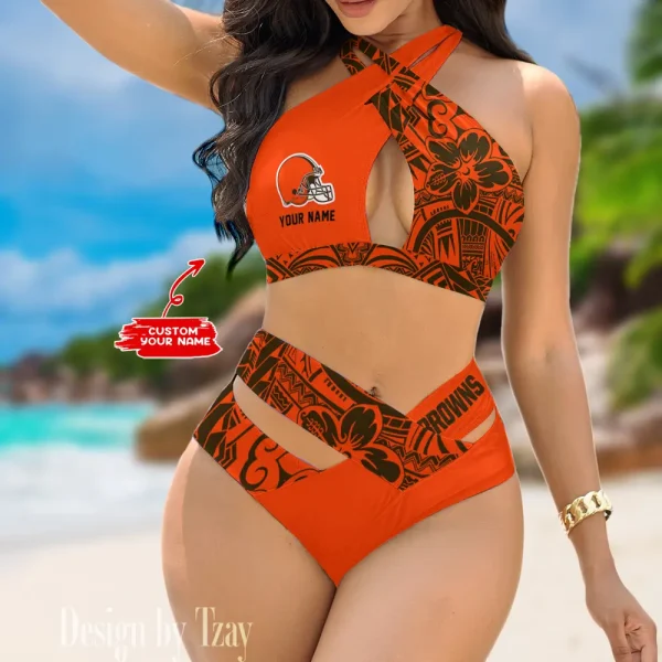 Cleveland Browns Crossover Strap Bikini Set S9BCCB212