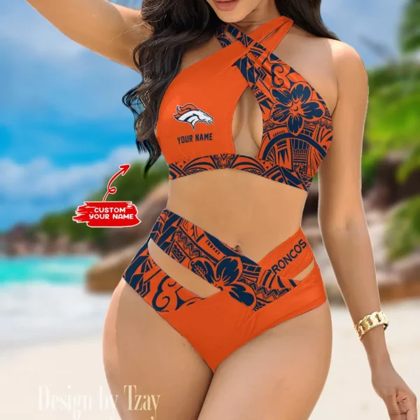 Denver Broncos Crossover Strap Bikini Set S9BCCB214