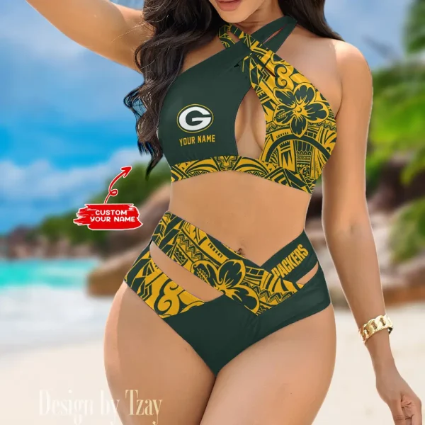 Green Bay Packers Crossover Strap Bikini Set S9BCCB216