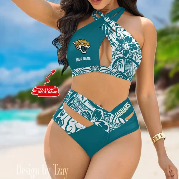 Jacksonville Jaguars Crossover Strap Bikini Set S9BCCB219