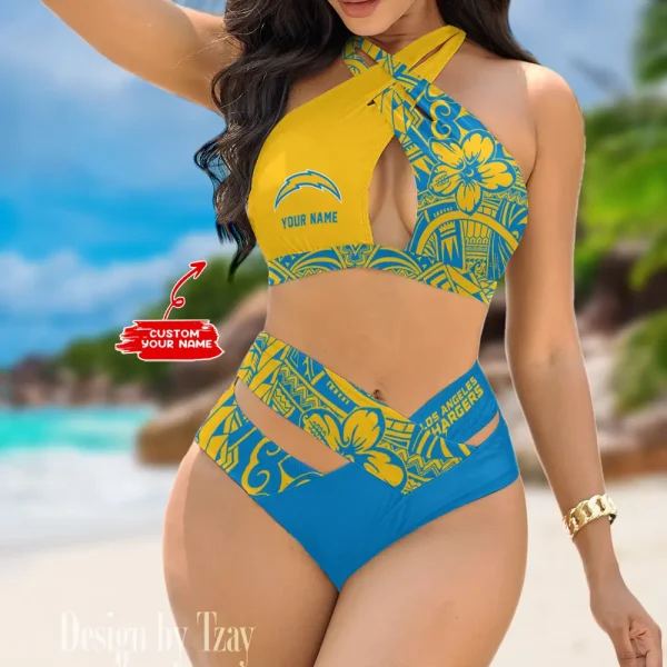 Los Angeles Chargers Crossover Strap Bikini Set S9BCCB222