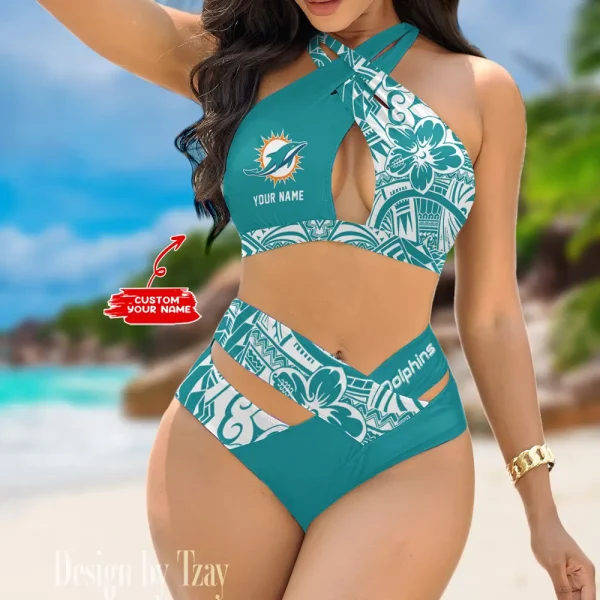 Miami Dolphins Crossover Strap Bikini Set S9BCCB224
