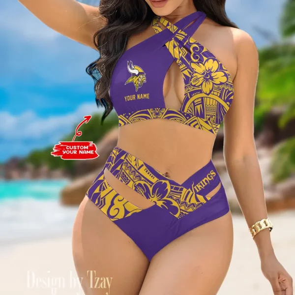 Minnesota Vikings Crossover Strap Bikini Set S9BCCB225
