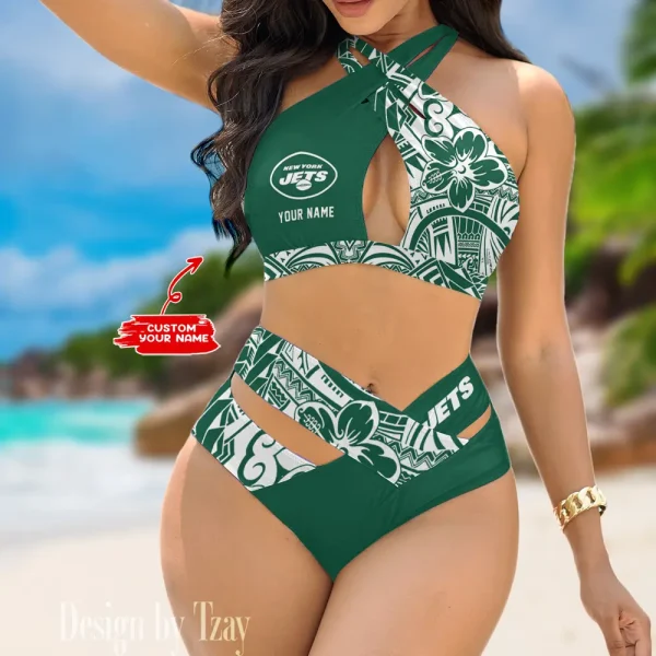 New York Jets Crossover Strap Bikini Set S9BCCB229