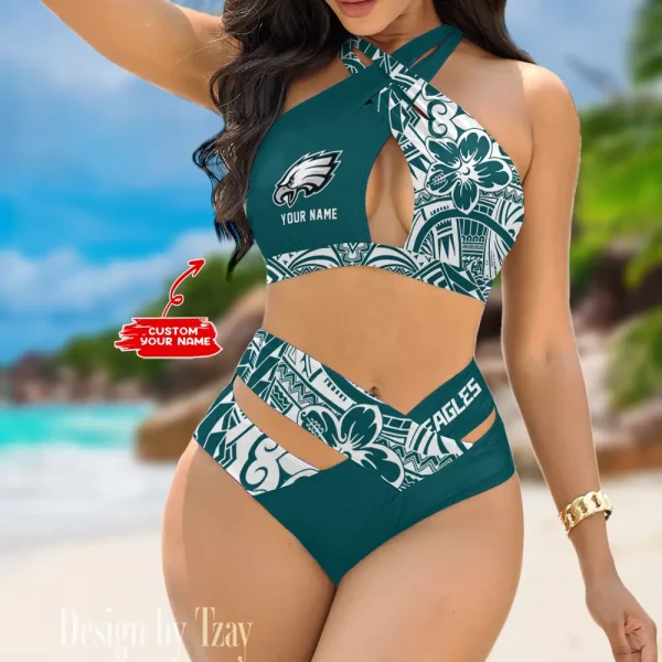 Philadelphia Eagles Crossover Strap Bikini Set S9BCCB230