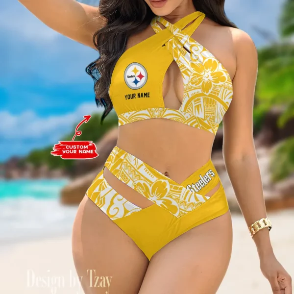 Pittsburgh Steelers Crossover Strap Bikini Set S9BCCB231