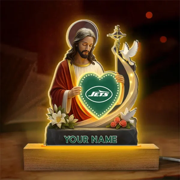 New York Jets Football US Team And Jesus Night Led Light Custom Name Best Gift For Fan AZALNL042 - Image 3