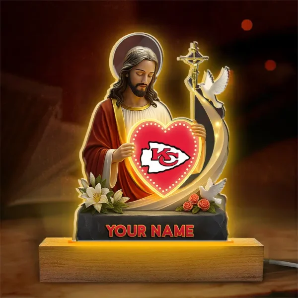Kansas City Chiefs Football US Team And Jesus Night Led Light Custom Name Best Gift For Fan AZALNL044 - Image 2