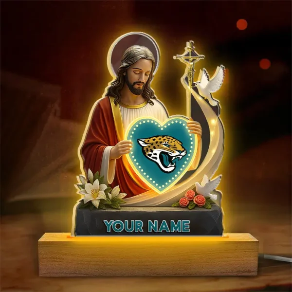 Jacksonville Jaguars Football US Team And Jesus Night Led Light Custom Name Best Gift For Fan AZALNL046 - Image 2