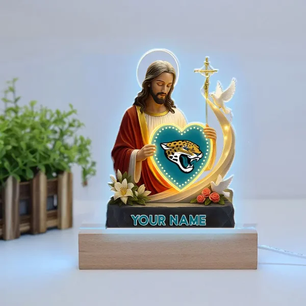 Jacksonville Jaguars Football US Team And Jesus Night Led Light Custom Name Best Gift For Fan AZALNL046 - Image 3