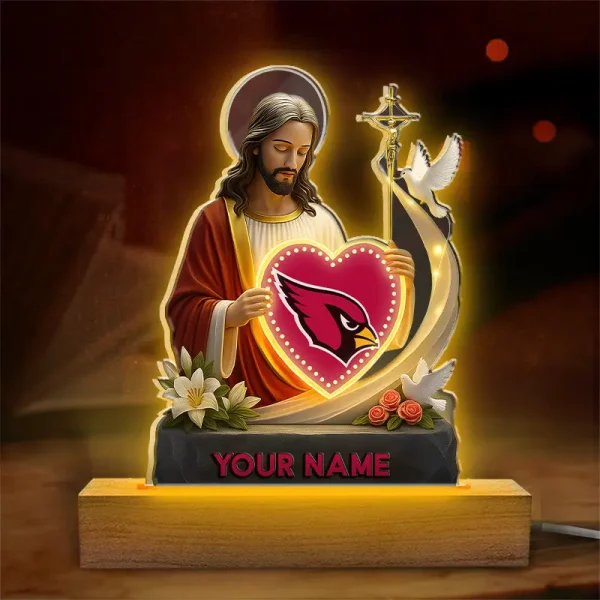Arizona Cardinals Football US Team And Jesus Night Led Light Custom Name Best Gift For Fan AZALNL055 - Image 2