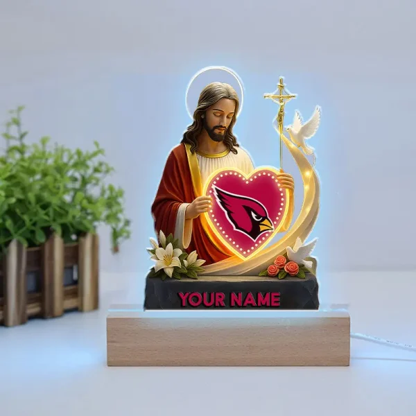 Arizona Cardinals Football US Team And Jesus Night Led Light Custom Name Best Gift For Fan AZALNL055 - Image 3