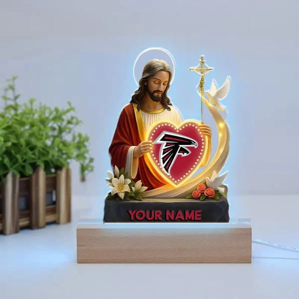 Atlanta Falcons Football US Team And Jesus Night Led Light Custom Name Best Gift For Fan AZALNL056 - Image 3