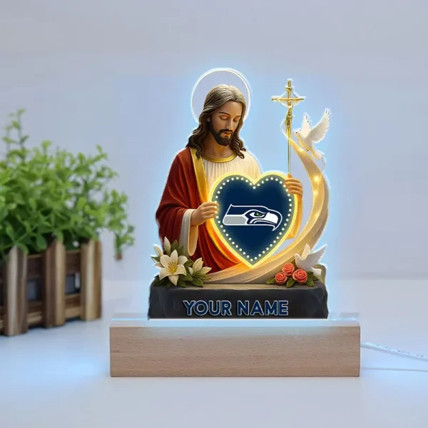 Seattle Seahawks Football US Team And Jesus Night Led Light Custom Name Best Gift For Fan AZALNL057 - Image 3