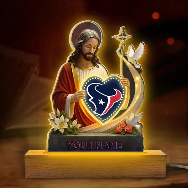 Houston Texans Football US Team And Jesus Night Led Light Custom Name Best Gift For Fan AZALNL058 - Image 2