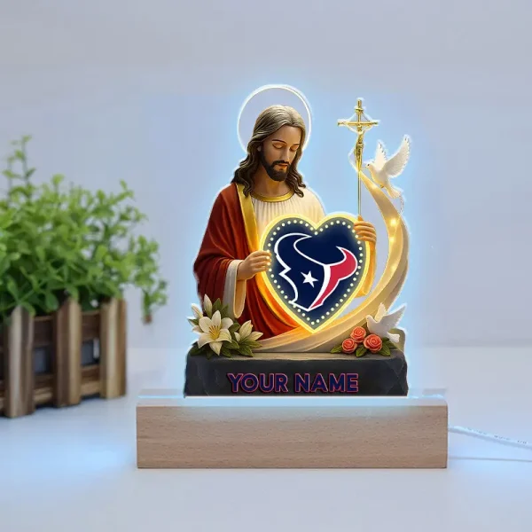 Houston Texans Football US Team And Jesus Night Led Light Custom Name Best Gift For Fan AZALNL058 - Image 3