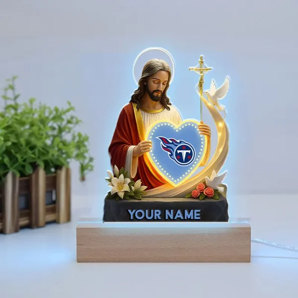 Tennessee Titans Football US Team And Jesus Night Led Light Custom Name Best Gift For Fan AZALNL062 - Image 2
