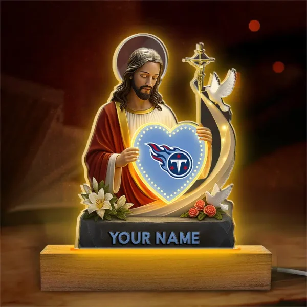 Tennessee Titans Football US Team And Jesus Night Led Light Custom Name Best Gift For Fan AZALNL062 - Image 3