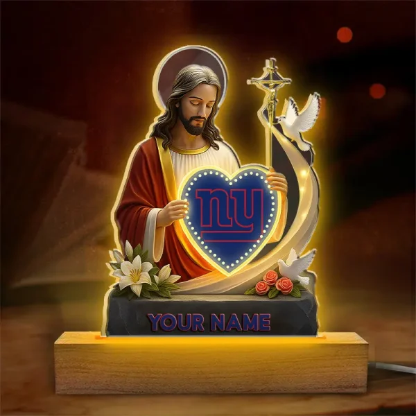 New York Giants Football US Team And Jesus Night Led Light Custom Name Best Gift For Fan AZALNL063 - Image 2
