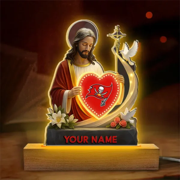 Tampa Bay Buccaneers Football US Team And Jesus Night Led Light Custom Name Best Gift For Fan AZALNL064 - Image 3