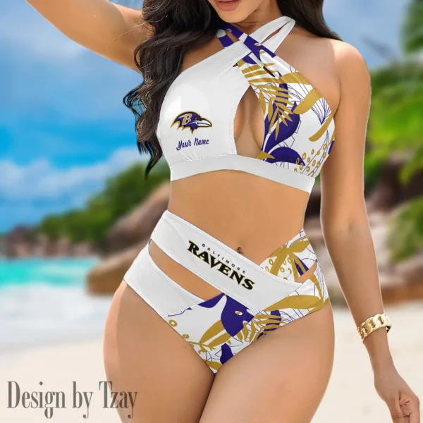 Baltimore Ravens Crossover Strap Bikini Set S9BCCB239