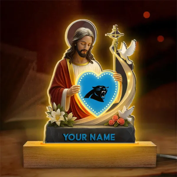 Carolina Panthers Football US Team And Jesus Night Led Light Custom Name Best Gift For Fan AZALNL070 - Image 3