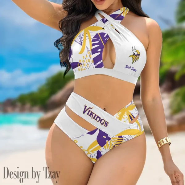 Minnesota Vikings Crossover Strap Bikini Set S9BCCB257