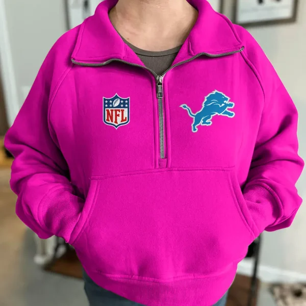 Detroit Lions NQKDGAT Women Half Zip Hoodie - Image 2