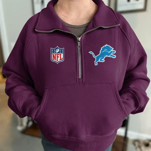 Detroit Lions NQKDGAT Women Half Zip Hoodie - Image 3