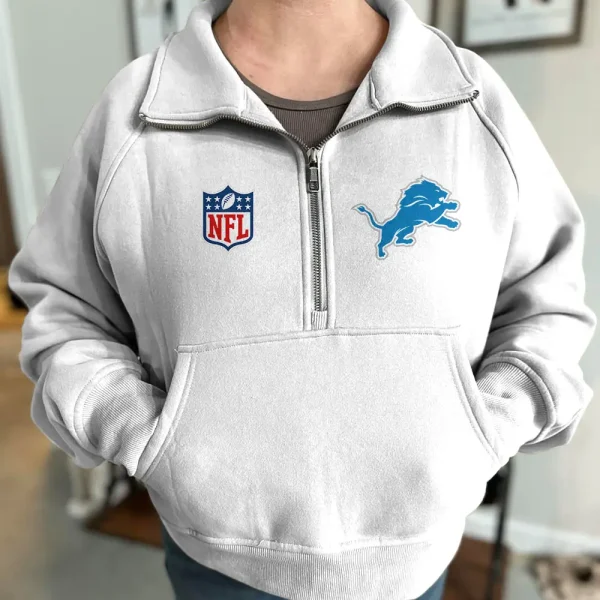 Detroit Lions NQKDGAT Women Half Zip Hoodie - Image 4