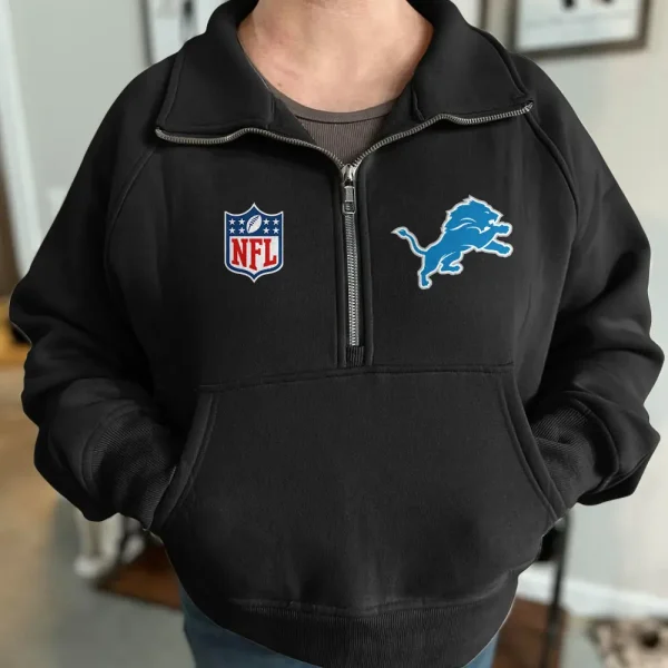 Detroit Lions NQKDGAT Women Half Zip Hoodie - Image 5